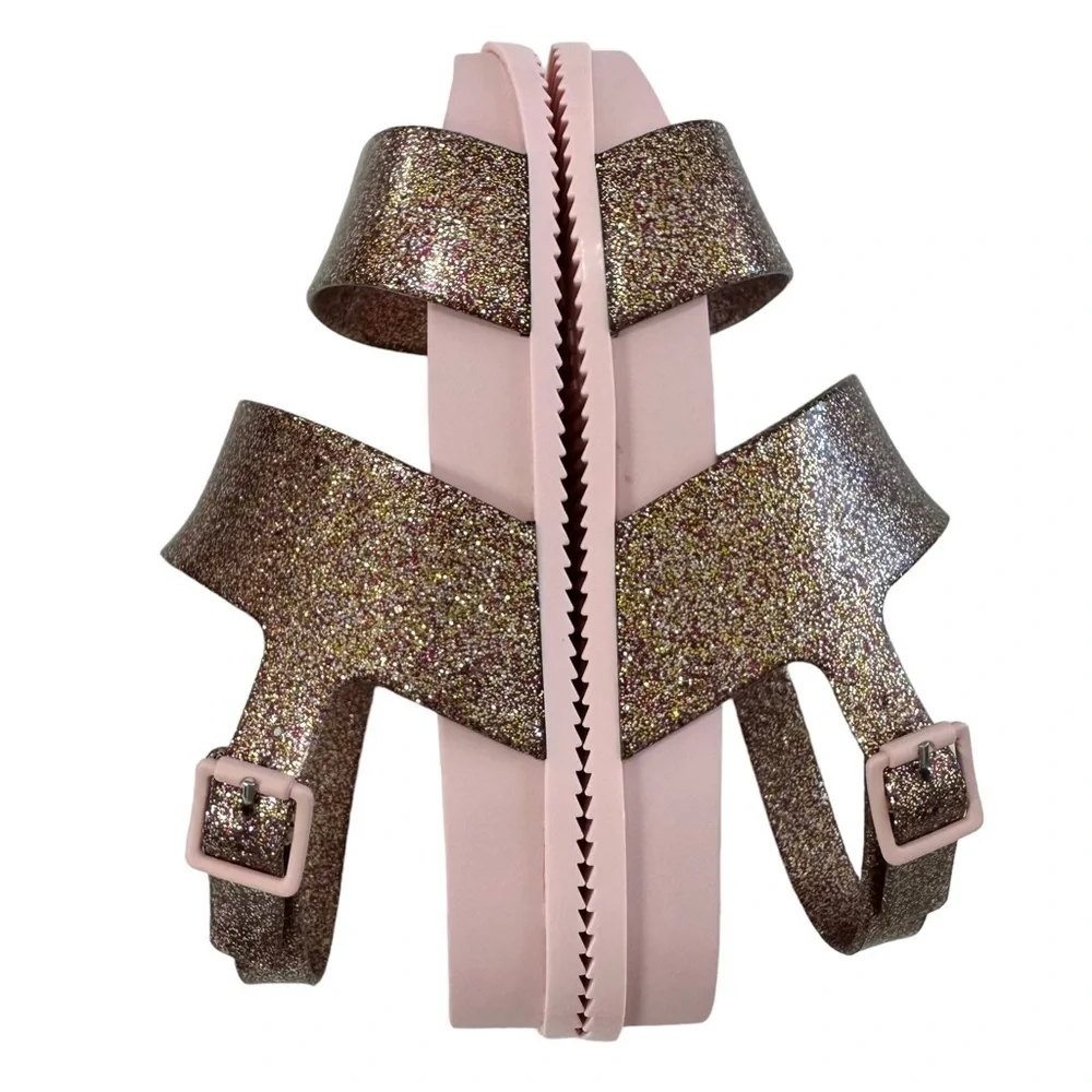 New in Box Mini Melissa Pink/Pink Glitter Mel Cosmis Sandals Kids Size 2
